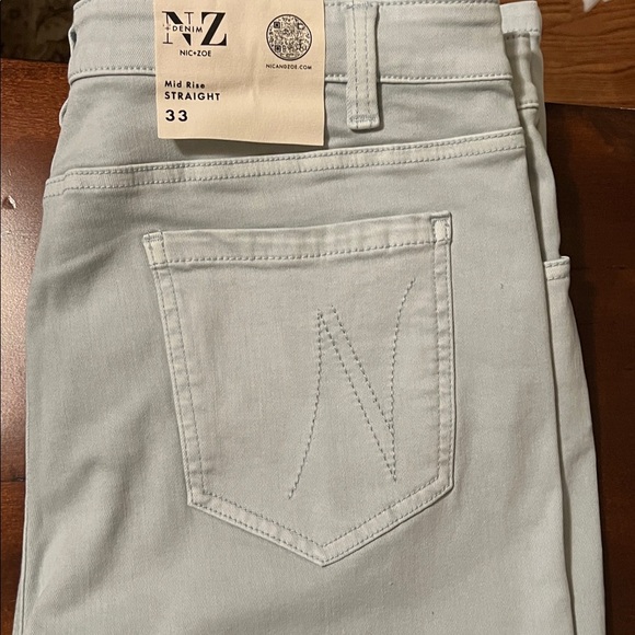 Nic+Zoe 28” Daytrip Straight Leg Aqua Color Ankle Jeans, NWT, 33 - Picture 5 of 5
